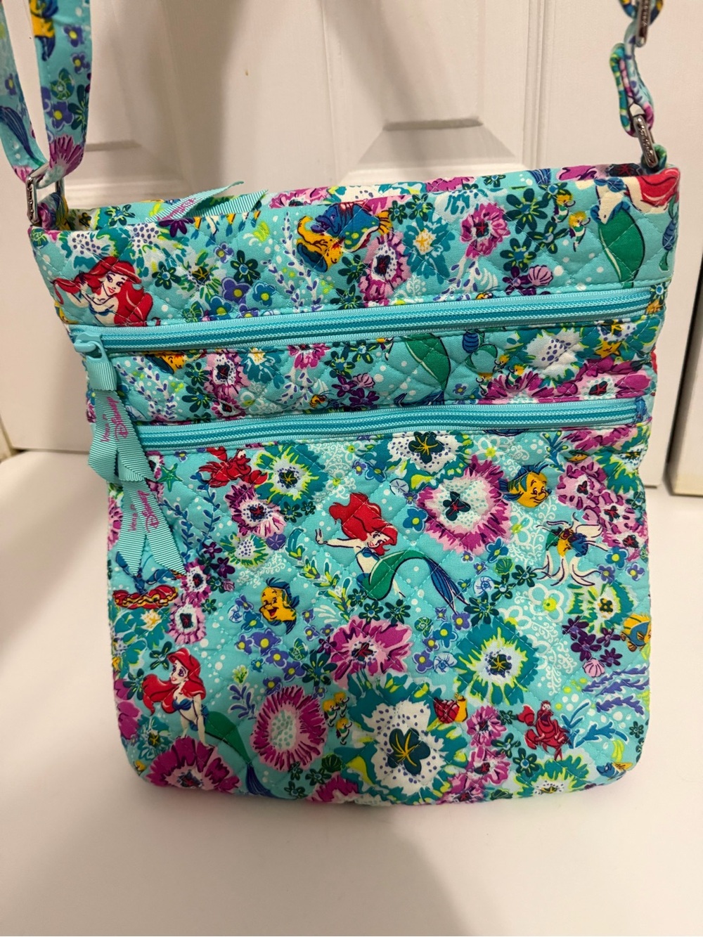 Vera Bradley Disney Parks Ariel Little Mermaid Triple Zip Hipster Crossbody Bag